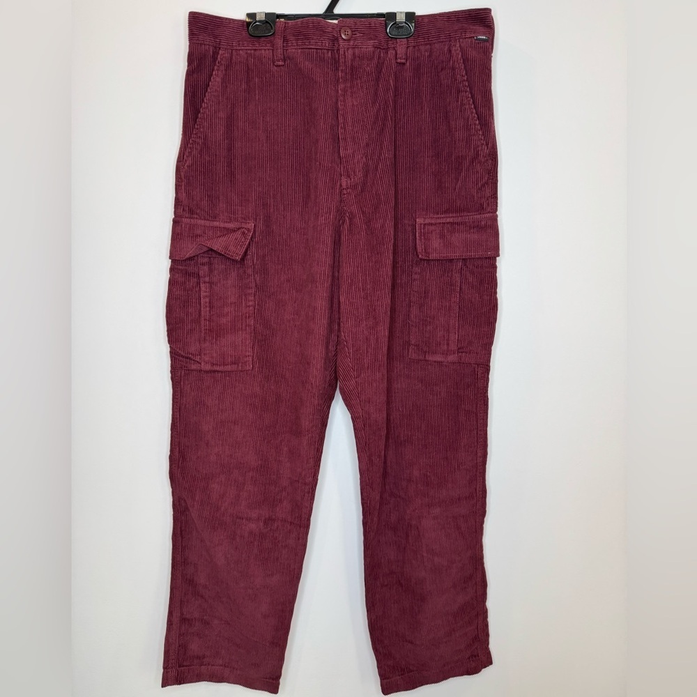 New Vans Burgundy Micro Dazed Cargo corduroy Pants size 33 - Picture 2 of 8
